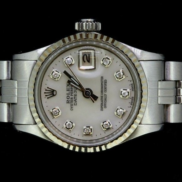 Rolex Ladies Datejust Date Oyster Steel Diamond Dial 14K White Gold Bezel Watch main image 6